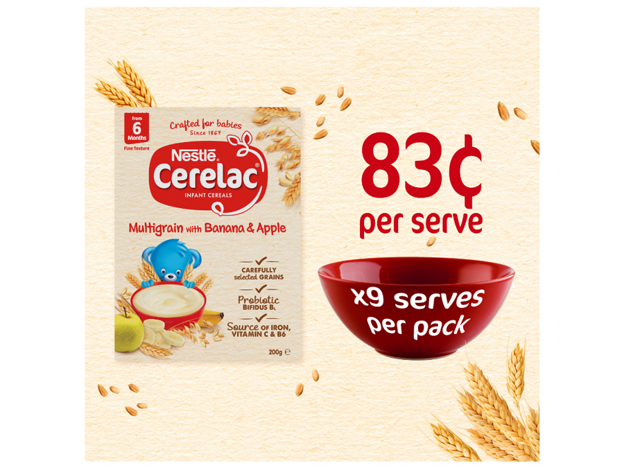 CERELAC Multigrain with Banana & Apple - 83c per serve